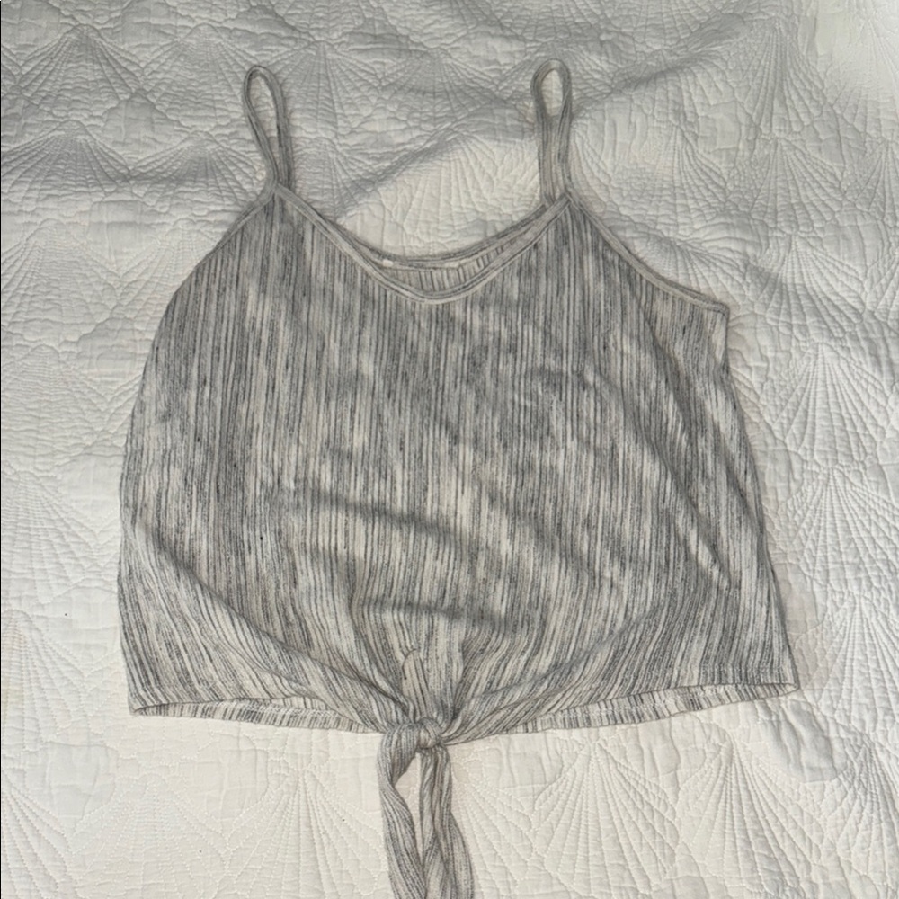 Gray Striped Women's Cropped Tank Top